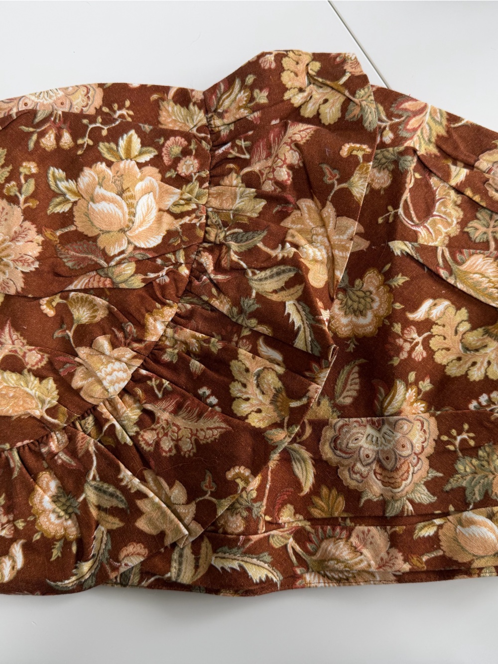 Sezane Brown Floral Bustier Top